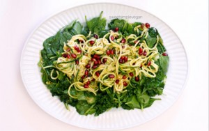Pomegranate Zucchini Noodles with Persimmon Dressing