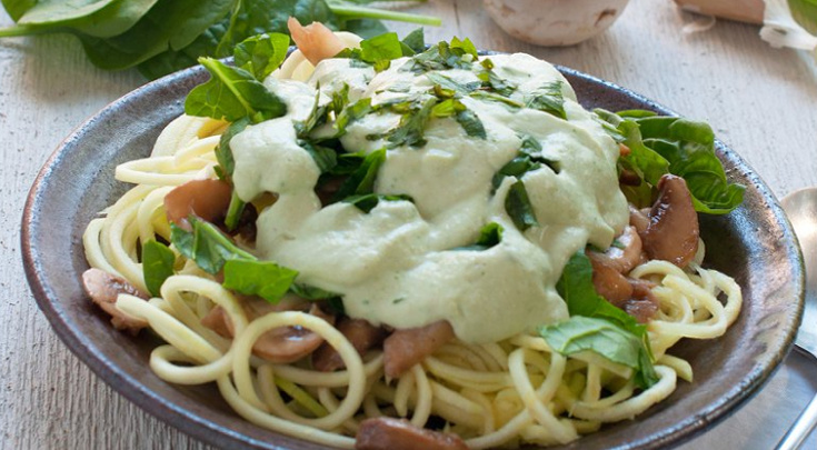 Spinach Mushroom Spaghetti