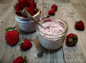 raw vegan recipe Strawberry Rubarb Coconut Chia Pudding